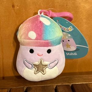 NWT 3.5” Madhi The Mushroom Keychain Clip Squishmallows star tie dye